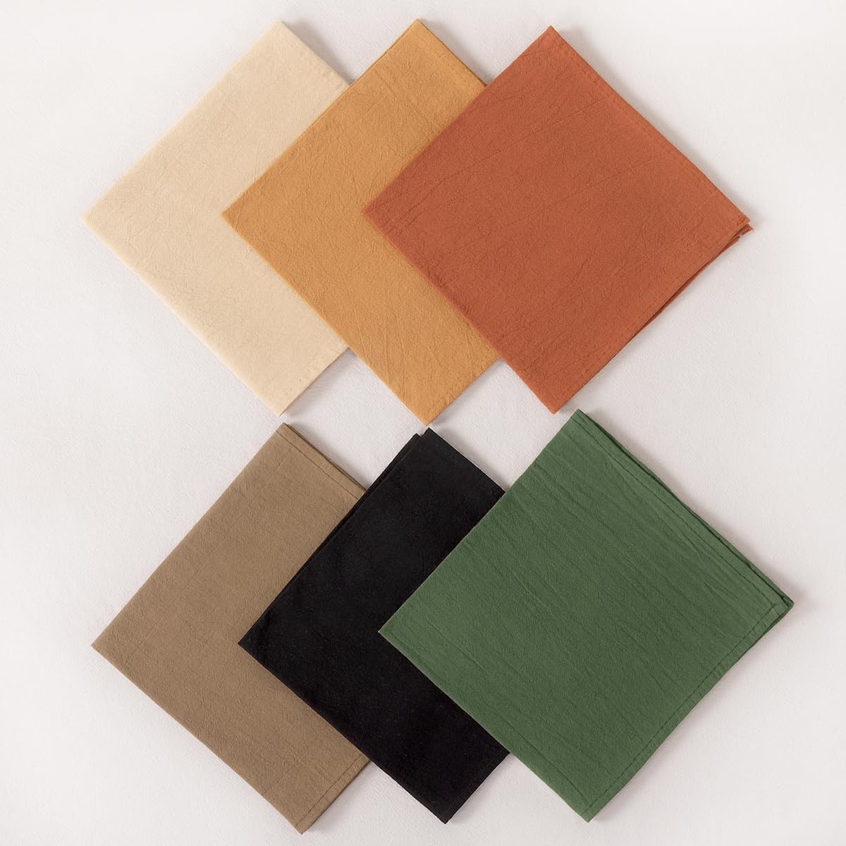 Socomi Cloth Napkins - Green Linen Cotton Set of 6 | Washable & Reusable 17"x17" for Thanksgiving & Events