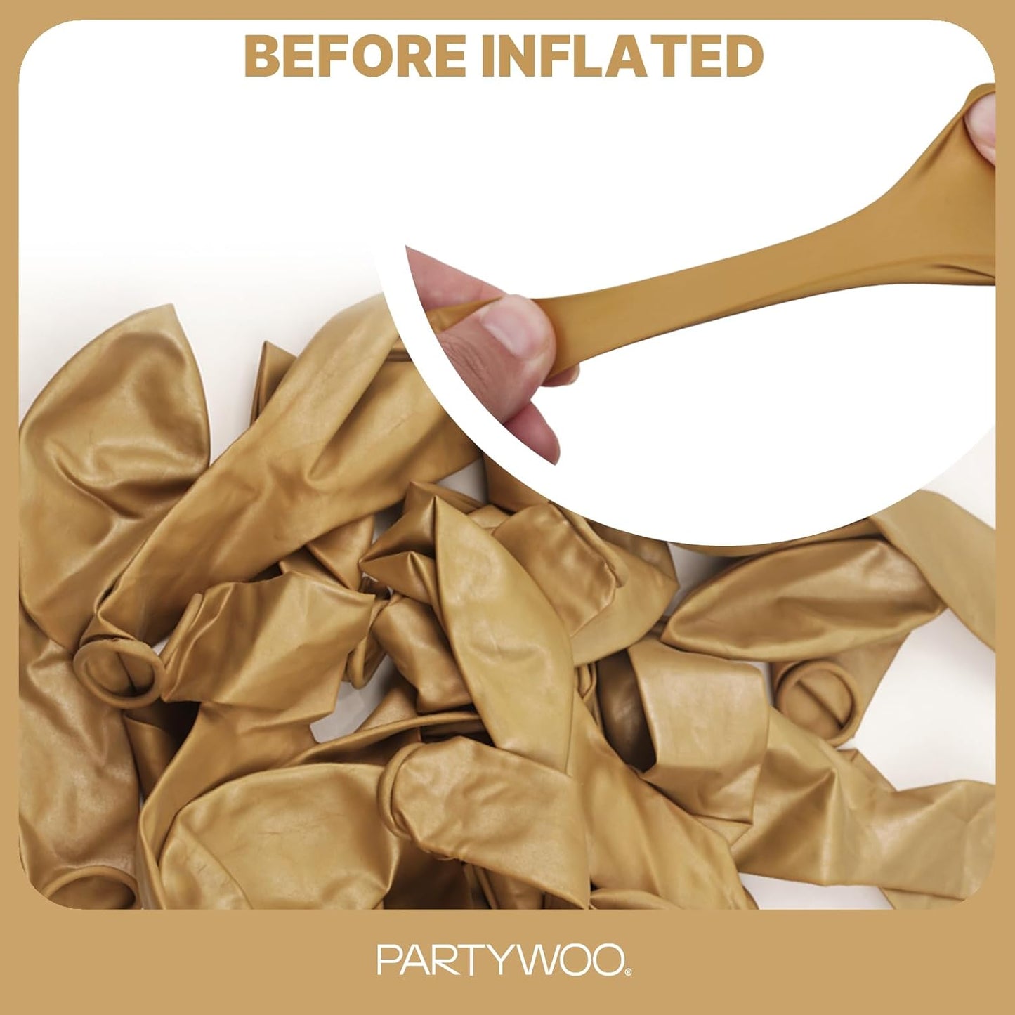PartyWoo Metallic Gold Balloons - 120-Piece Chrome Balloon Arch Kit for Birthday & Wedding Decor | Various Sizes 5-18 Inch