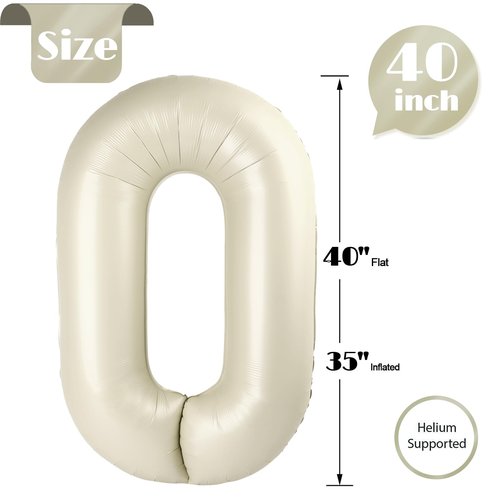 Cream Number 21 Balloon 40 inch, 21 Number Balloons, 21st Cream Birthday Decorations, 21 Year Old Women Men White Party Supplies