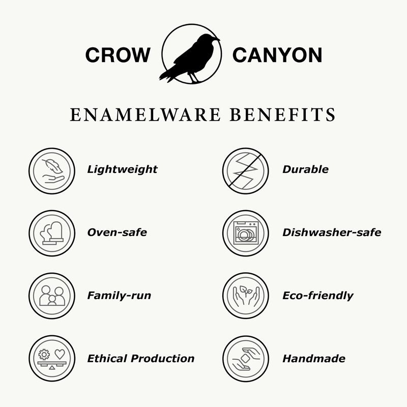 Crow Canyon Home Enamelware Square Brownie Pan, 9 inch, Black/White Splatter
