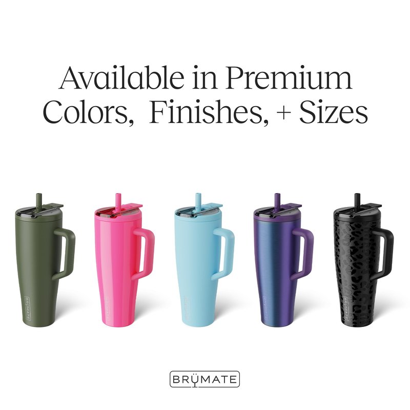BrüMate Era Flip 40oz Tumbler with 100% Leakproof Covered Straw Lid | Hygienic Covered Straw | Insulated Stainless Steel Water Bottle with Handle | Cup Holder Friendly | BPA-Free (Neon Pink)