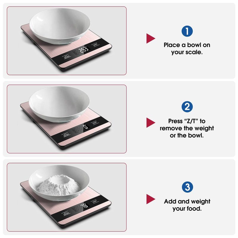 Mik-Nana Food Scale, 11lb Digital Kitchen Scale with LCD Display 6 Units Tare Function, Stainless Steel Weight Grams and Ounces for Baking, Cooking and Meal Prep (Batteries Included)