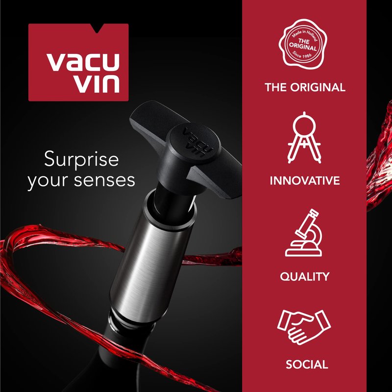 Vacu Vin Wine Saver Vacuum Stoppers – Set of 10 – Airtight Seal for Opened Bottles – Preserves Wine Freshness Up to 10 Days – Reusable & Dishwasher Safe – Compatible with Vacu Vin Wine Saver Pump