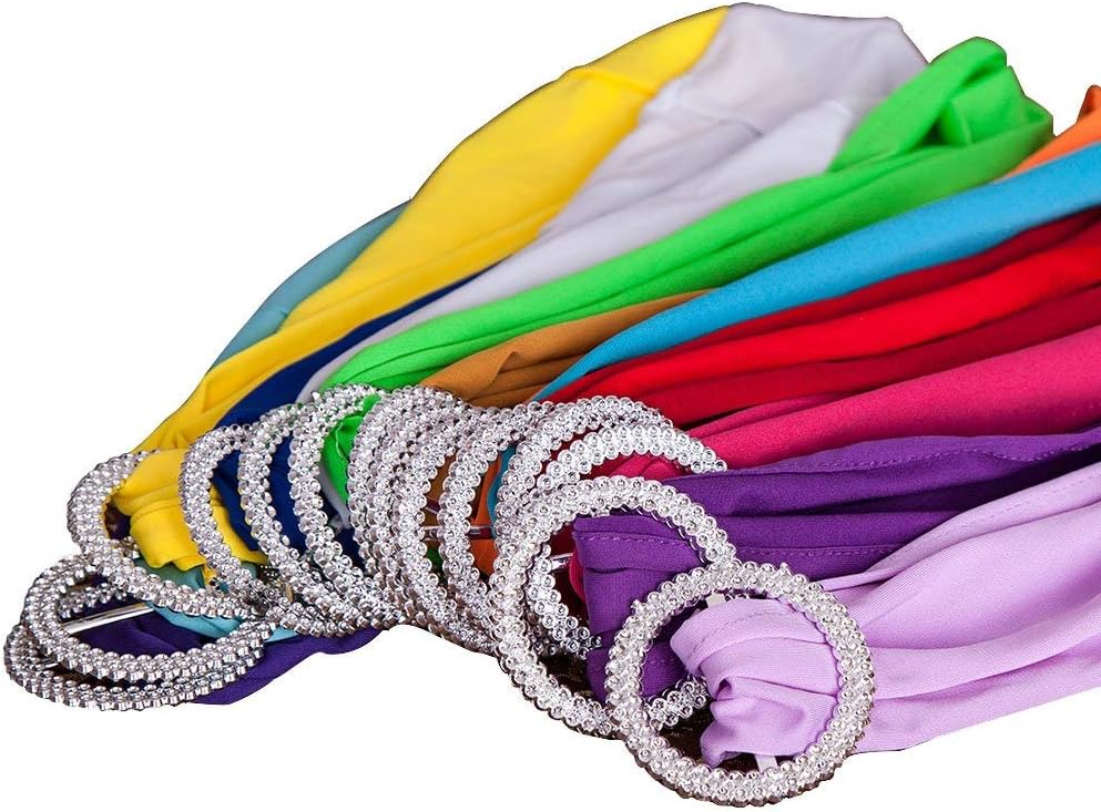 MDS Premium Stretch Spandex Chair Sashes - Pack of 50 Light Purple Covers with Buckle Slider for Weddings & Events