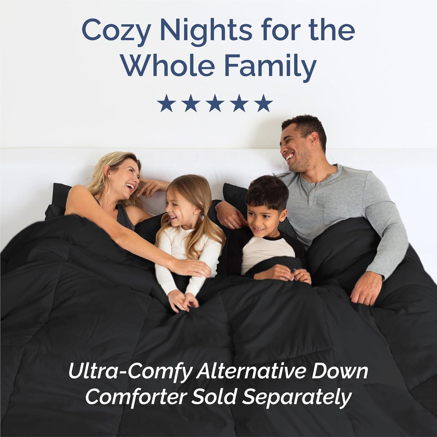 Split King Size 5-Piece Sheet Set - Comfy Cooling Bed Sheets | Luxurious Hotel Quality - Deep Pockets, Soft & Wrinkle-Free - Oeko-Tex Certified - Black