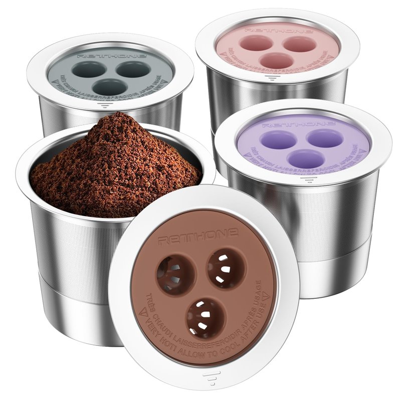 RETHONE Reusable K Cups Coffee Pods Compatible with Ninja Coffee Maker, Stainless Steel Reusable Coffee Filters for Ninja CFP201 CFP300 CFP301 CFP305 CFP307 CFP400 Dual Brew Pro (2 Packs)