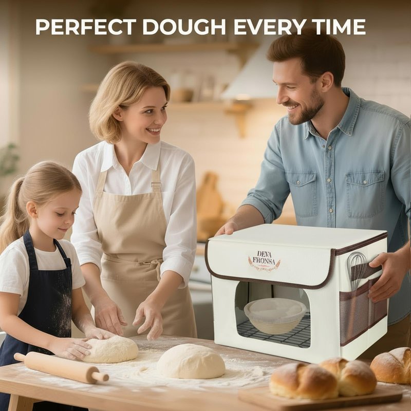 DEVA Fronsa Foldable Bread Proofing Box - 36L Large Dough Proofer with 3-Sided Heating, 24H Timer+Temp Control(50-113℉) with Front Window & Metal Rack for Sourdough, Yogurt & Bread Baking