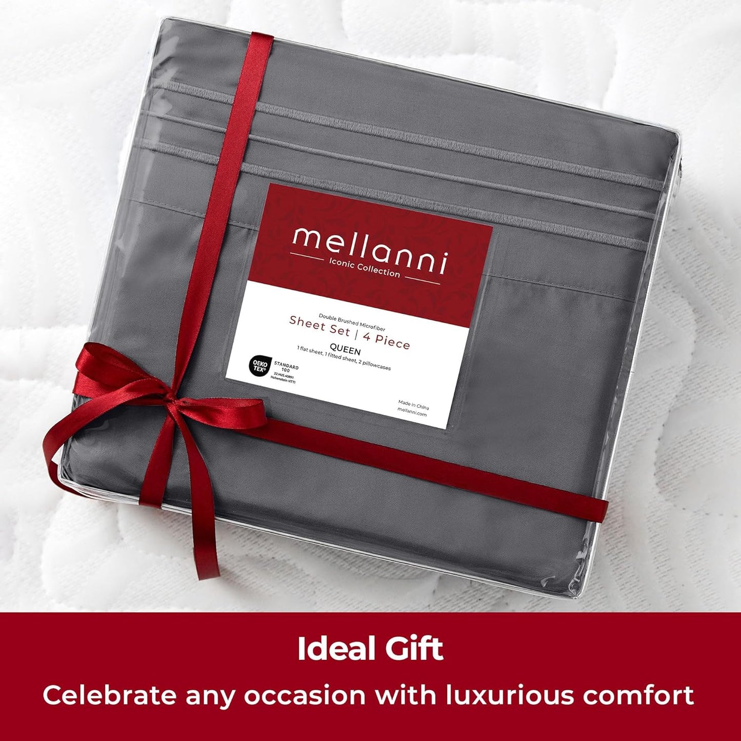 Mellanni Twin Sheets Set - 3 PC Hotel Luxury Bedding | Extra Soft, Cooling, Wrinkle-Resistant (Twin, Gray)