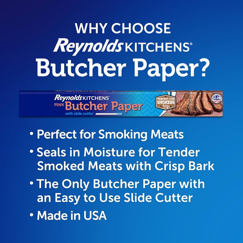 Reynolds Kitchens Butcher Paper for Smoking Meat with Slide Cutter, Pink, 225 Square Feet