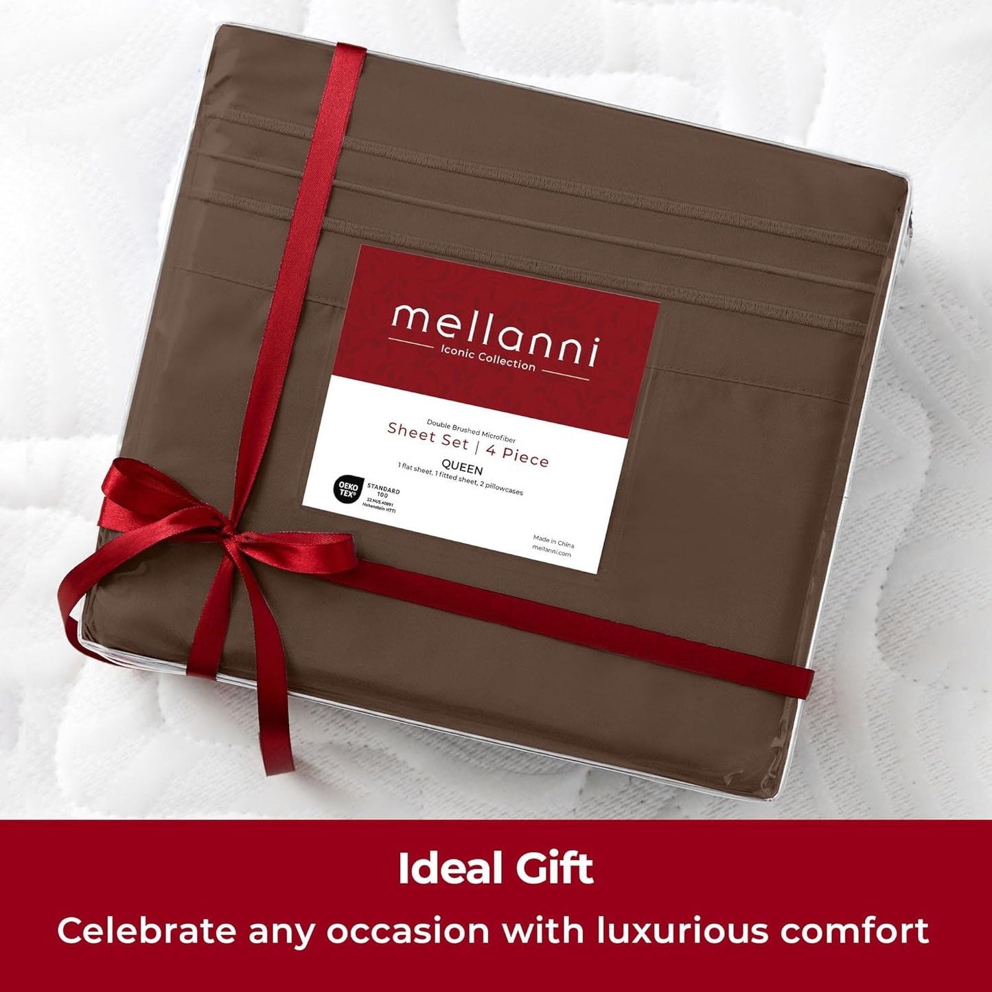 Mellanni Extra Deep Full Sheets - Hotel Luxury, Ultra Soft & Cooling Bedding - Wrinkle & Stain Resistant (Full, Brown)
