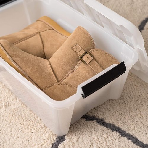 IRIS USA 13 QT Plastic Storage Box - BPA-Free, Durable Nestable Containers with Lids | 6 Pack - Pearl Color