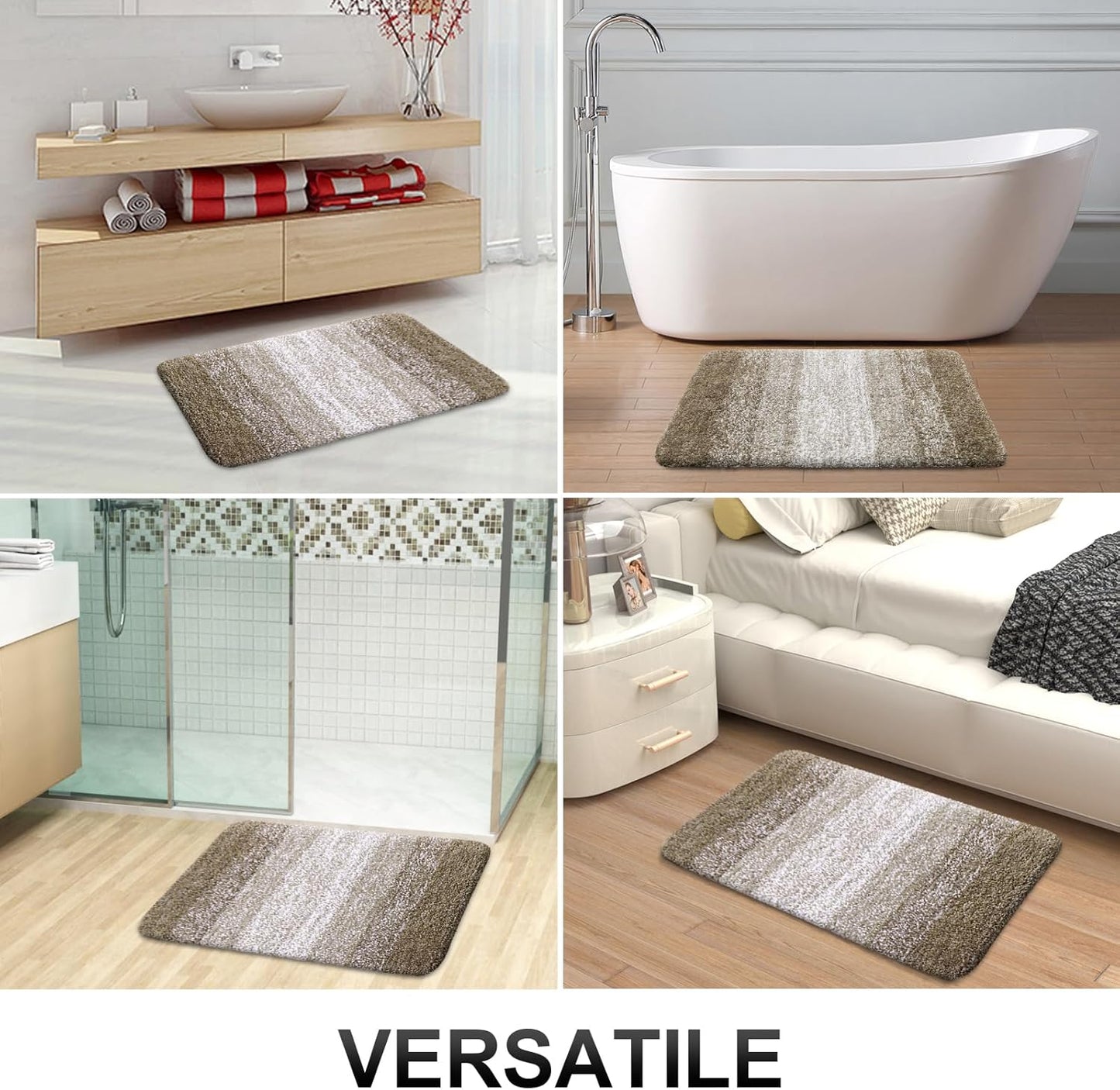 OLANLY Bathroom Runner Rug - Extra Soft Absorbent Microfiber Mat 44x24 | Quick Dry, Rubber Backing, Coffee Color