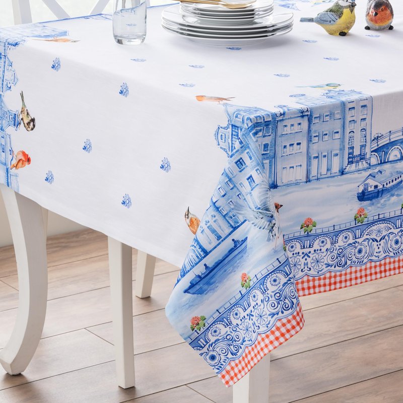 Maison d' Hermine Table Cloth Rectangle Table 100% Cotton 54 x 72 Inches Tablecloth Reusable Decorative for Dining Kitchen Room Farmhouse Home Gifts for Mothers Day Spring Summer - Amsterdam Canals