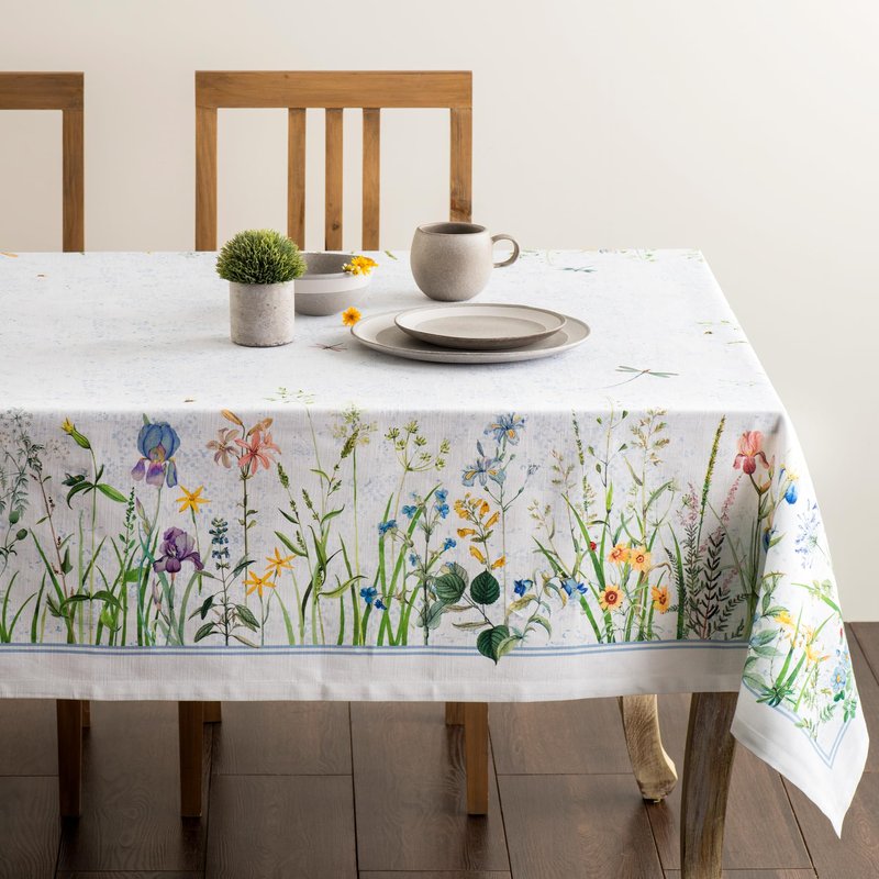 Maison d' Hermine Table Cloth Rectangle Table 100% Cotton 60 x 120 Inches Tablecloth Reusable Decorative for Dining Kitchen Room Farmhouse Home Gifts for Mothers Day Spring Summer - Fleurs De Mai