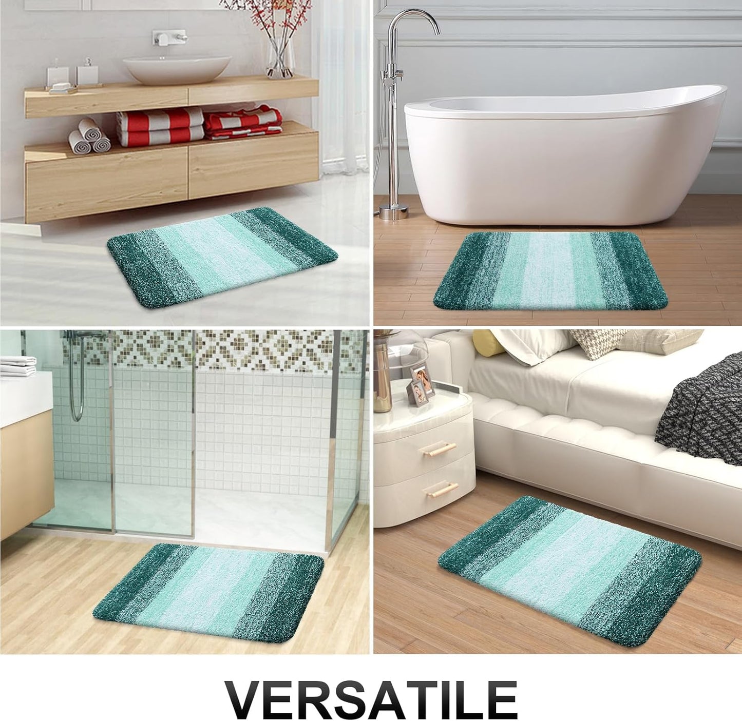 OLANLY Bathroom Runner Rug - Extra Soft Microfiber Mat with Rubber Backing | 59x17 Inches, Quick Dry, Blackish Green