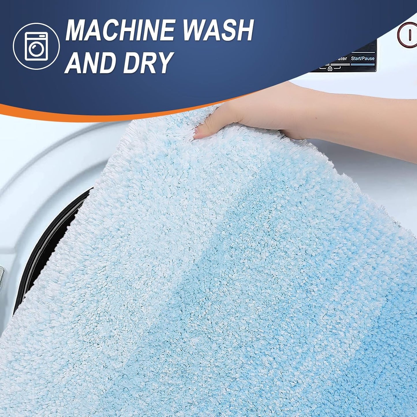 OLANLY Bathroom Runner Rug - Extra Soft Microfiber Mat | Quick Dry, Washable, 47x20, Sky Blue