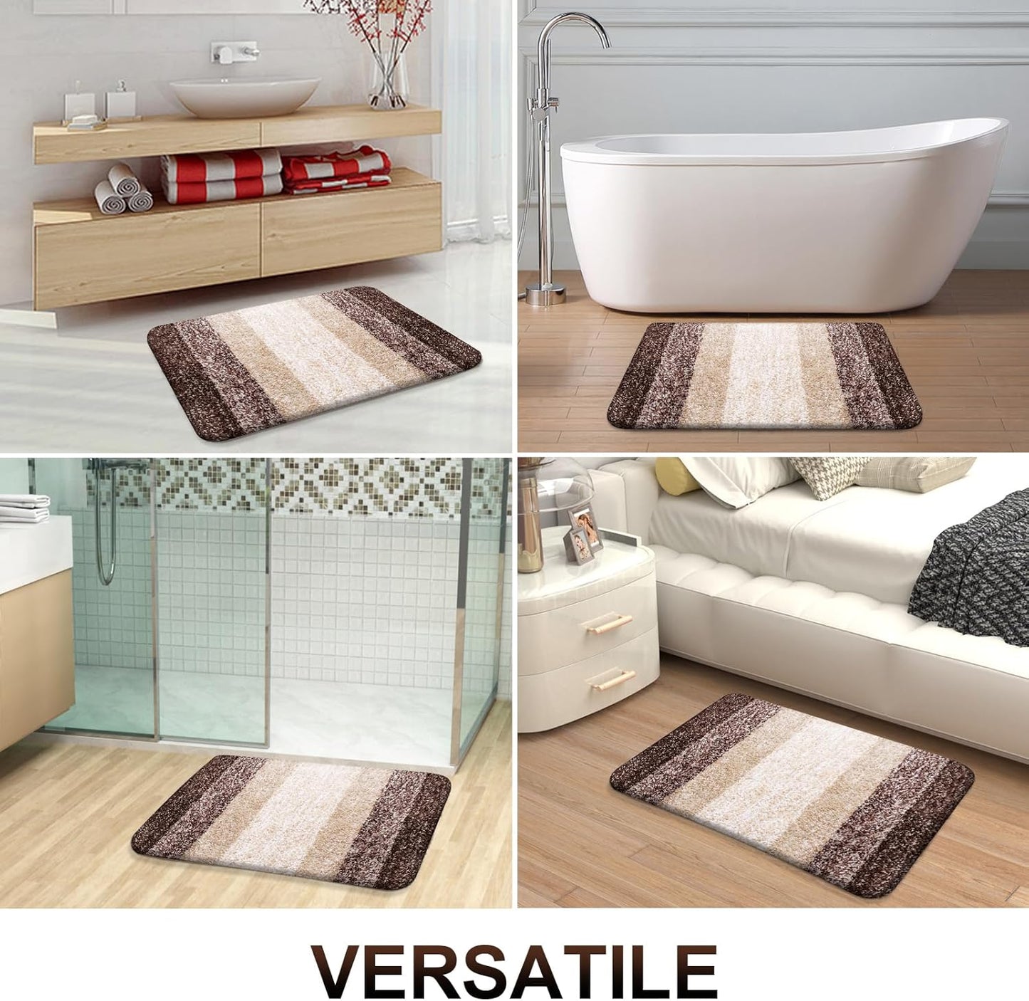OLANLY Bathroom Runner Rug - Extra Soft Microfiber Mat with Rubber Backing | 40x20, Quick Dry, Washable, Brown