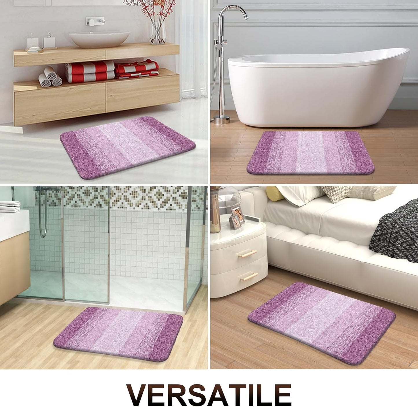 OLANLY Bathroom Runner Rug - Extra Soft Microfiber Mat with Rubber Backing | Quick Dry, 59x20 Inches, Pinkish-Purple