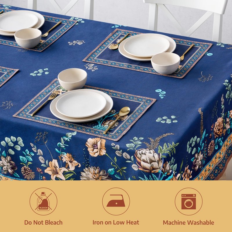 Maison d' Hermine Premium Table Cloth Rectangle Table 100% Combed Cotton 90 x 70 Inches Tablecloth Reusable Decorative for Dining Room, Farmhouse, Home, Party, Festive & Wedding - Artichoke