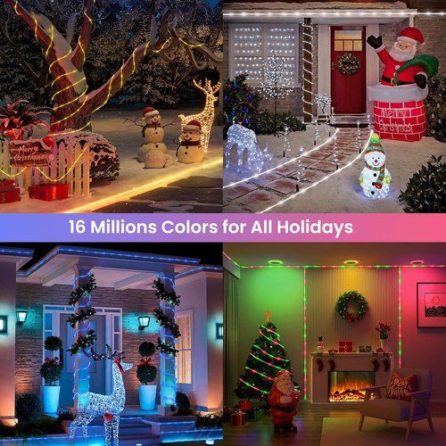 Jnaurb RGB Color Changing Rope Lights - 33ft Smart String Lights with Remote & APP Control | Waterproof Music Sync for Garden & Bedroom