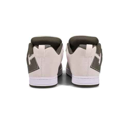 DC Men's Court Graffik Skate Shoe, White/Olive, 12