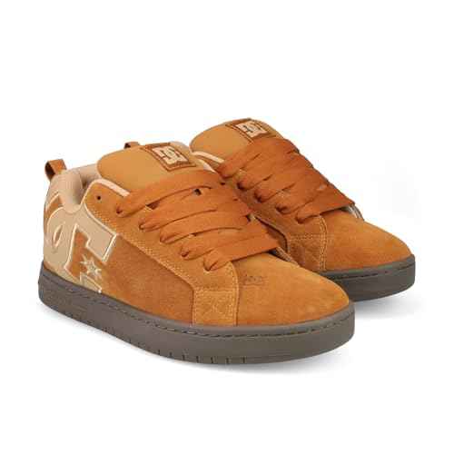 DC Men's Court Graffik SE Skate Sneaker, Brown/Gum, 9