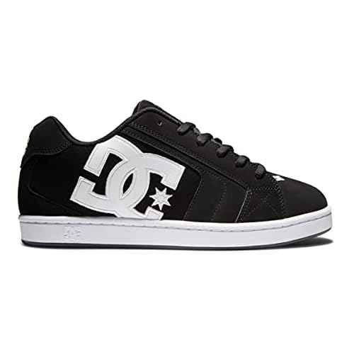 DC Men's Net Skate Casual Shoe Skateboarding, Black/Black/White, 8.5