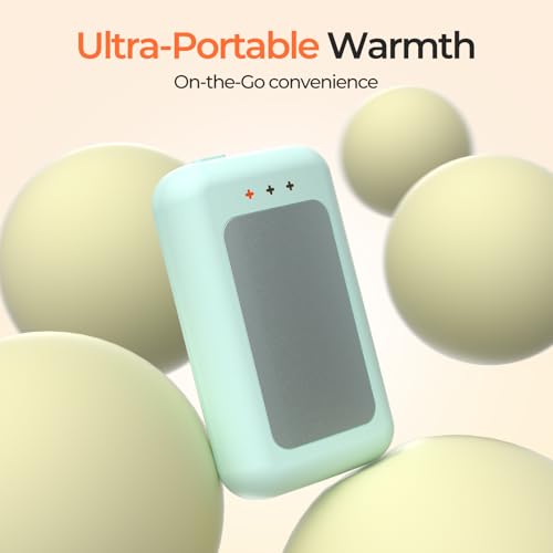 AI Hand Warmers Rechargeable, Reusable Portable Electric Hand Warmer, Fast Intelligent Heating in 1 Second, Gifts for Christmas, Outdoor, Golf, Hunting, Camping Accessories Cyan 2Pack