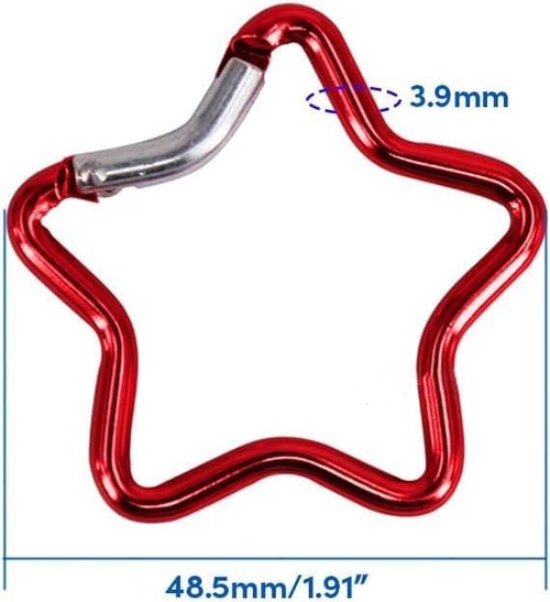 2Pcs Silver Carabiner Clip, Star Shaped Climbing Buckle, Aluminum Alloy Heavy Duty Keyring Hook for Camping Fishing Hiking Traveling Aluminum Key Chain Clip Accessories Outdoor Car Accessories
