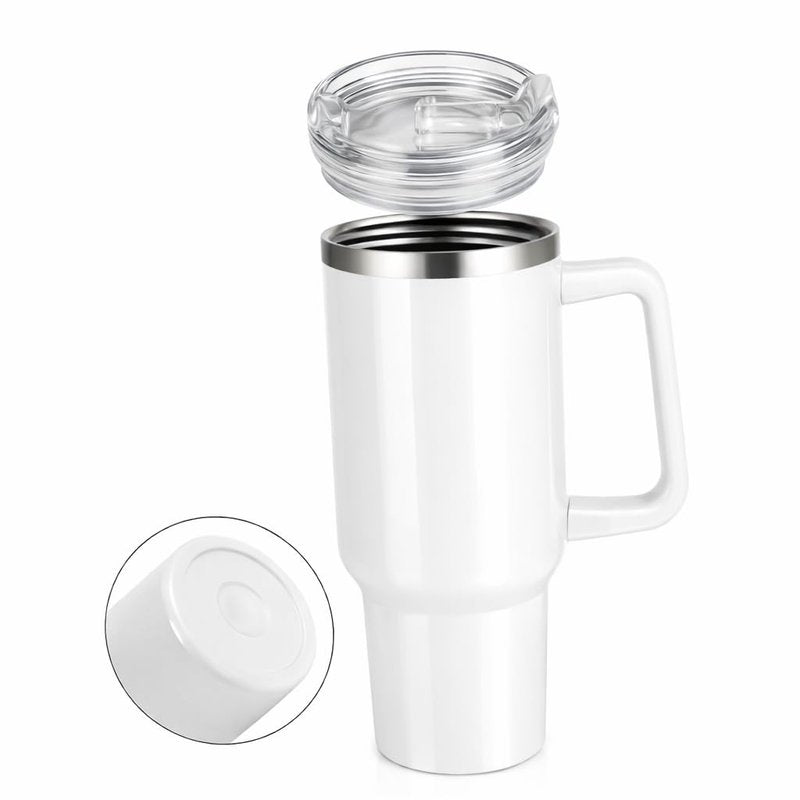 40 oz Stainless Steel Insulated Tumbler With Handle and Straw, Leakproof Lid, Double wall Vacuum Travel Mug, Keeps Drinks Hot and Cold 24h, Large Reusable Water Bottle, Car Cup Holder Friendly.