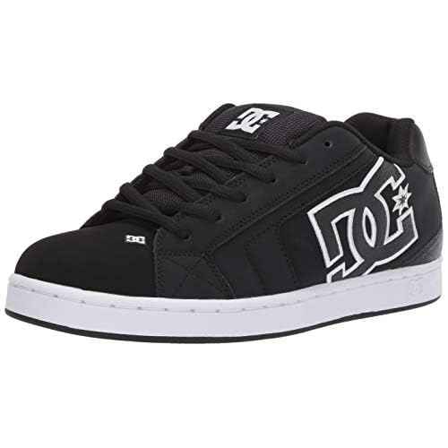 DC Men's Net Skate Casual Shoe Skateboarding, Black/Black/White, 8.5