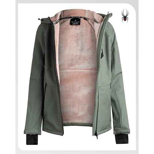 Spyder Womens Softshell Jacket - Lightweight Terry Fleece Hoodies for Women Water Resistant Zip Up Womens Windbreaker Jacket