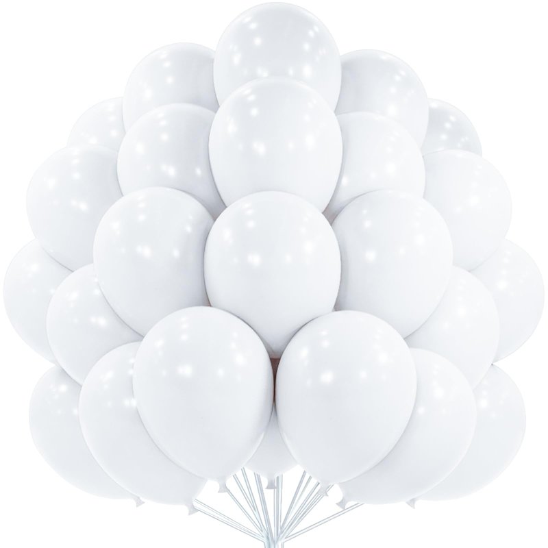 PartyWoo White Balloons 50 pcs 12 Inch Latex Helium White Cream Balloons for Wedding Baby Shower Birthday Bridal Shower Graduation Engagement Princess Anniversary Party Decorations White-Y13