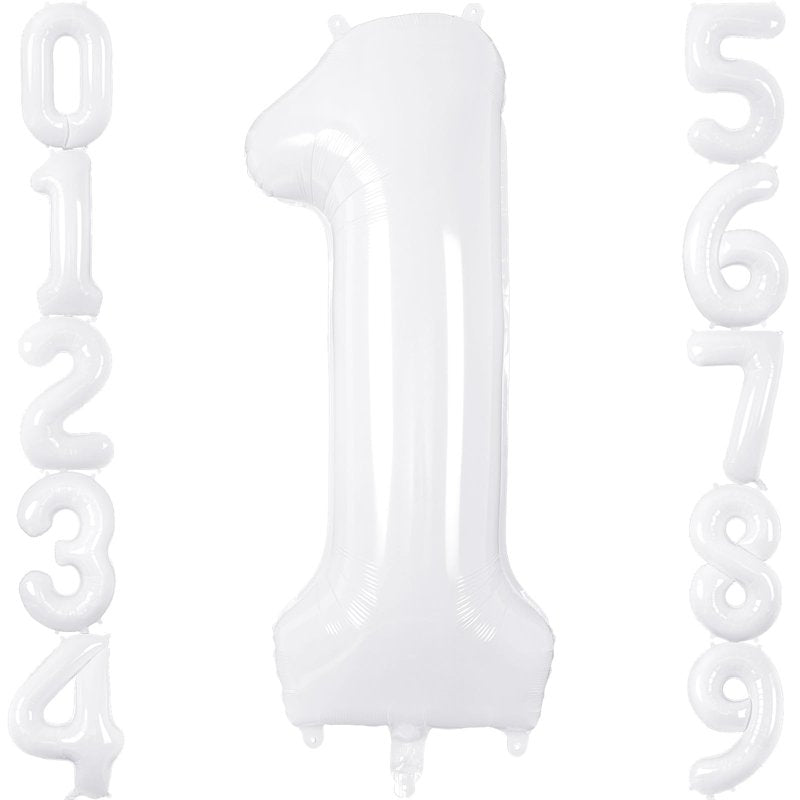White Number 1 Balloon 40 Inch, Big Large Foil Helium Number Balloons, Giant Mylar Number 1 Balloons for 1st first Birthday Party Decorations Supplies Anniversary