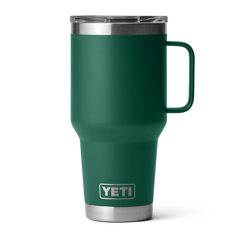 YETI Rambler 30 oz Travel Mug, Stainless Steel, Vacuum Insulated with Stronghold Lid, Black Forest Green