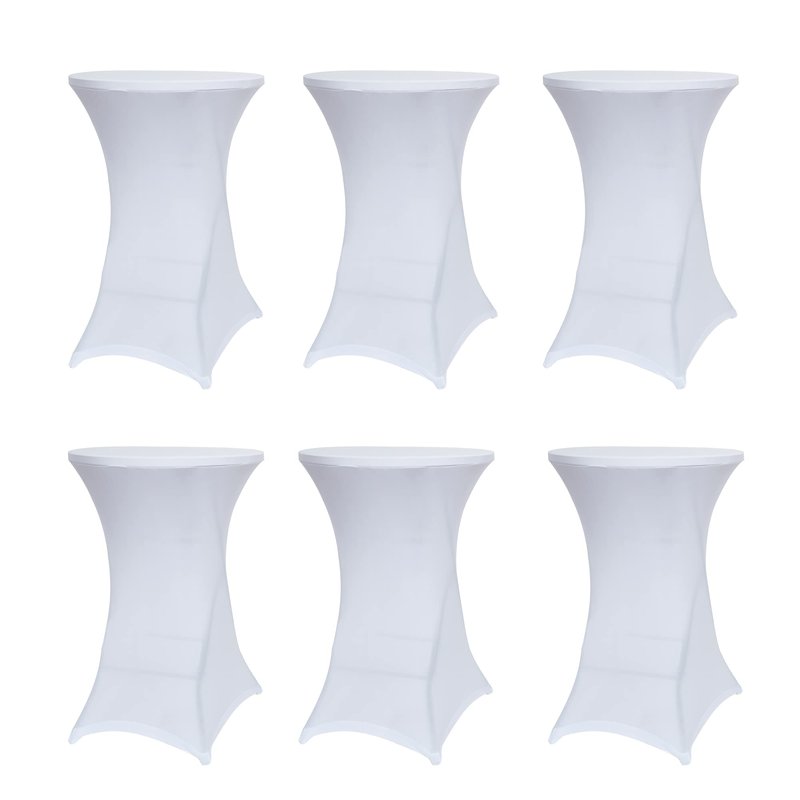 Obstal Cocktail Table Covers Stretch Spandex White Cocktail Table Cover Cloth for Wedding, Banquet and Party (30"-32" Diameter x 42" Height,6Pc)