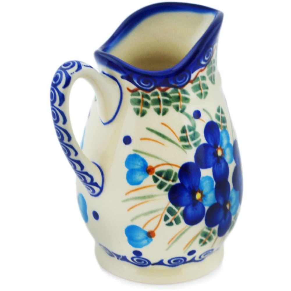 Polmedia Polish Pottery Mug 11 oz - Pansy Morning Pattern Handmade in Boleslawiec Poland by Ceramika Bona + Certificate of Authenticity