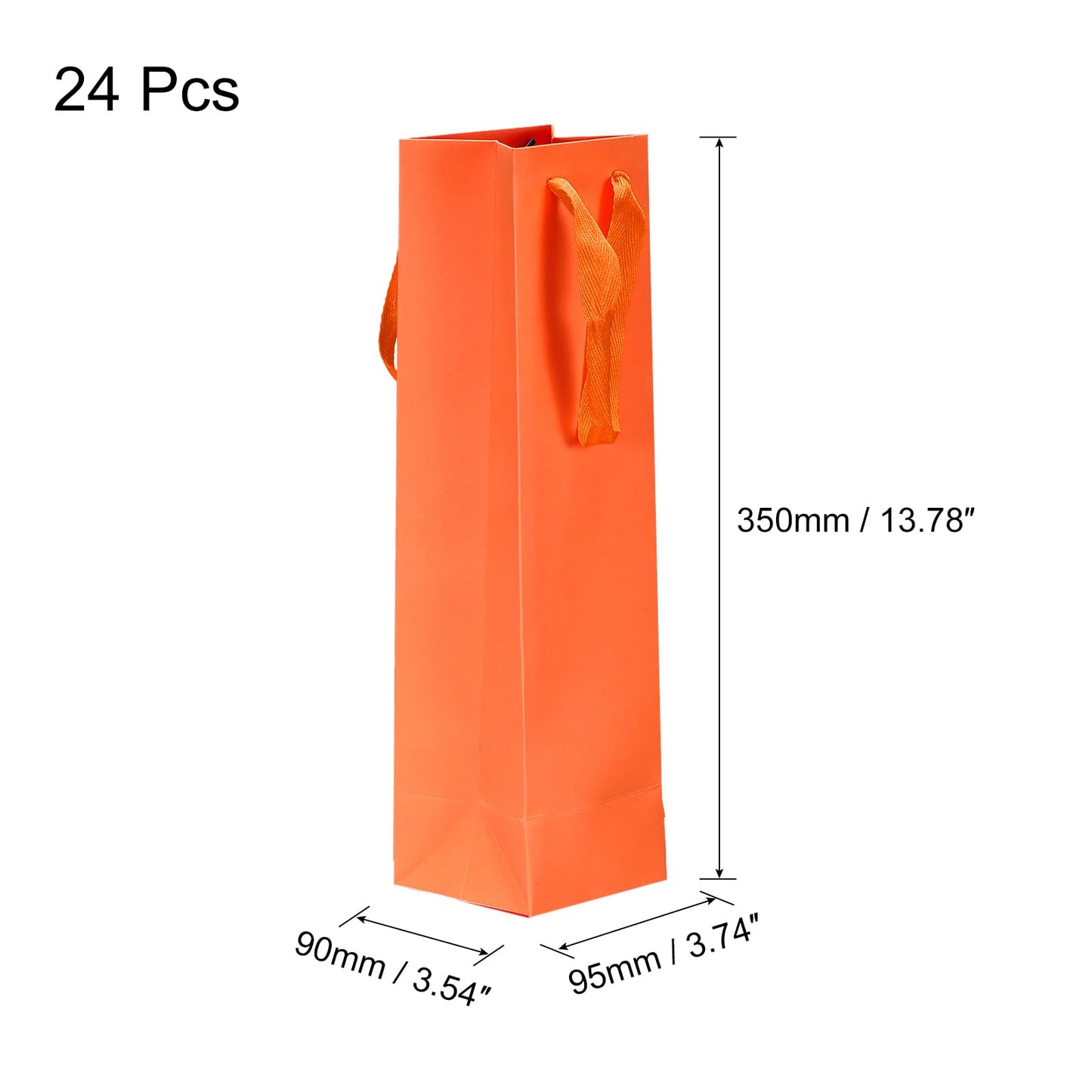 UXCell Orange 4x4x14 Paper Wine Tote Bags - 24pcs with Handles for Wedding, Birthday, Christmas Parties