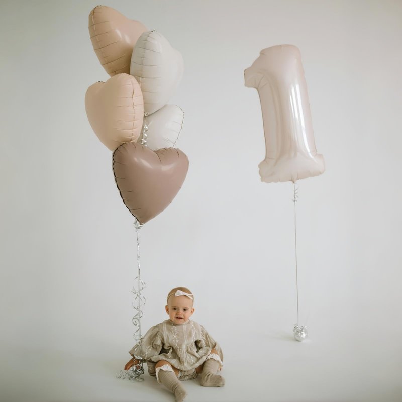 3rd Birthday Balloons Beige, Large Apricot Tan Foil 3 Number Balloon Decor with Sand White Cream Nude Taupe Helium Heart Star Balloon for Women Girls Birthday Wedding Anniversary Party Decoration