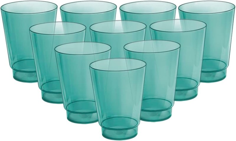 Acrimet Plastic Cup, Reusable, 10oz | 300ml, Tumbler Water, Machine Washable, Stackable Beverage Tumblers, Drinking Cup, Shatterproof, Durable (Green Color) (Set of 10)