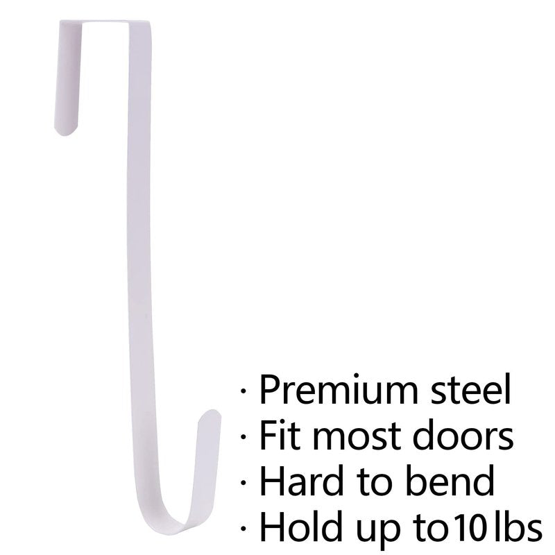 Sattiyrch 12" Wreath Hanger for Front Door,Steel Over The Door Hanger Hook,Wreath Door Hanger (White,4)