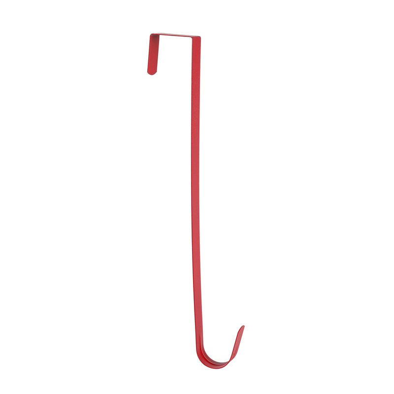 Sattiyrch 15" Wreath Hanger for Front Door,Sturdy Steel Wreath Door Hanger,Over The Door Hanger Hook (Red,1)