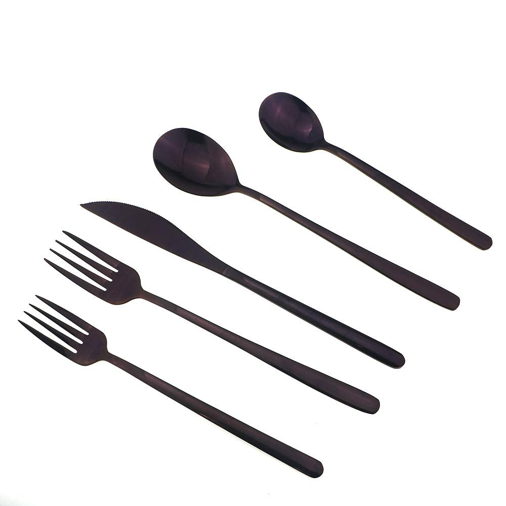JASHII Mirror Polished Purple 30-Piece SUS304 Stainless Steel Flatware Set