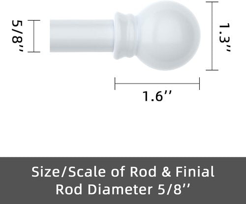 GXOACKJ Heavy Duty Metal Curtain Rod Set - 2 Pack White Rods for Windows 28 to 78 Inches | 5/8 Inch Diameter