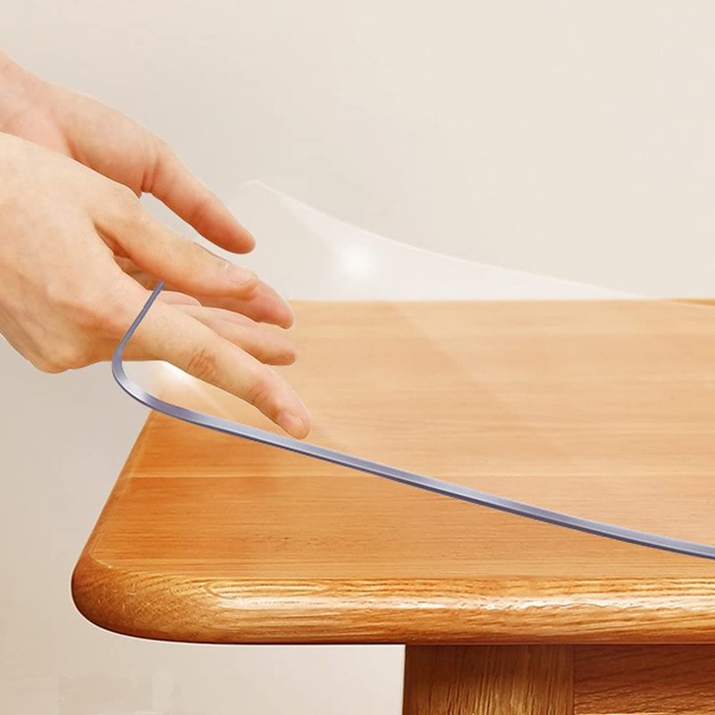 24x48 in Dining Room Clear Table Cover Protector PVC Rolled Table Cover Protector Rectangular Plastic Crystal Wooden Furniture Screen Protection Thick Desk Pad Mat for Living Room Table Non-Slip