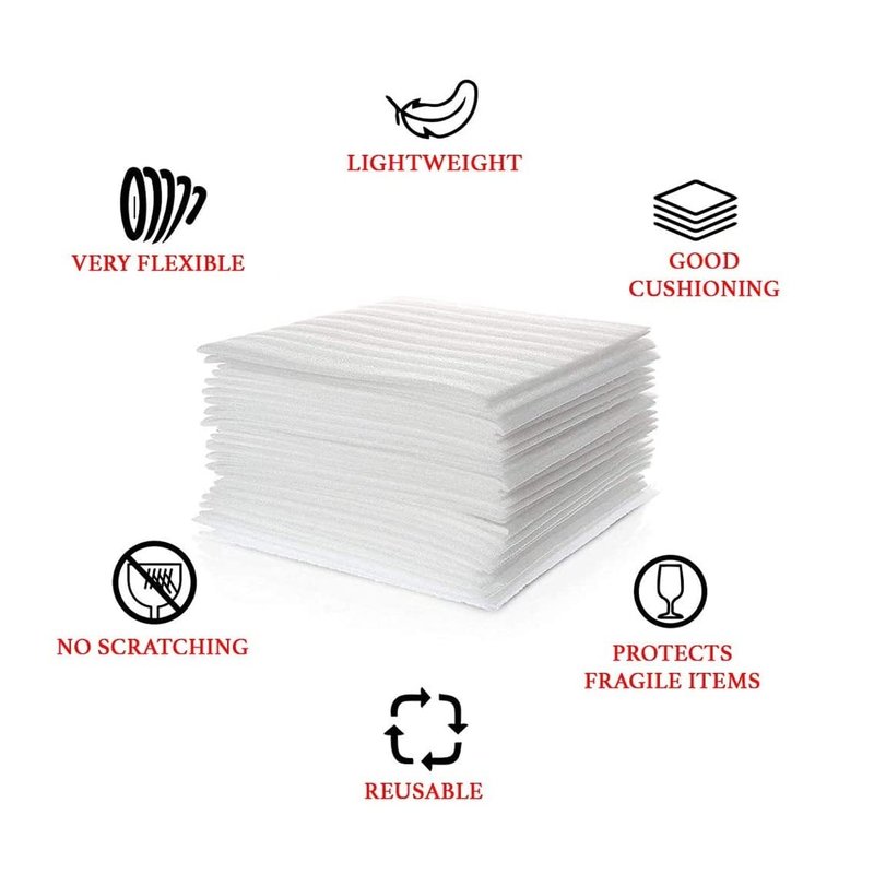 12”x12” Foam Wrap Sheets for Packing Moving Supplies, Cushion Foam Wrap Packing Foam for Dishes, China, Glassware 50 Pack