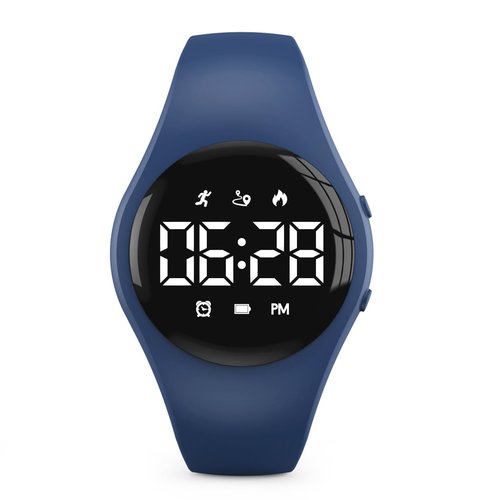 Kids Led Digital Pedometer Watch, Steps Counter, Waterproof Wristwatch, Vibrating Alarm Clock, Stopwatch, Great Gift for Kids Children Teens Girls Boys (Deepblue)