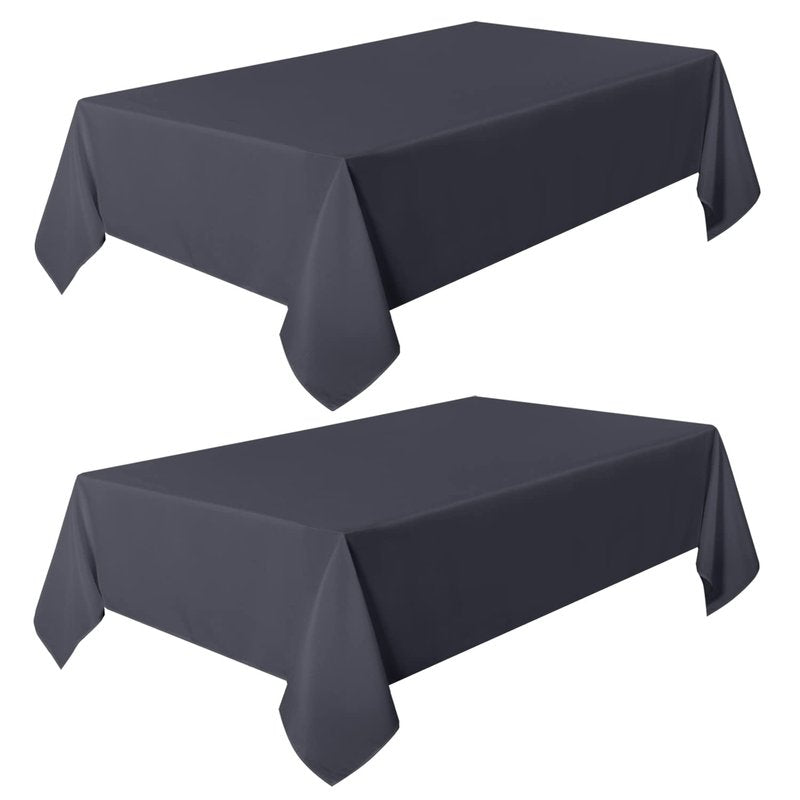 sancua 2 Pack Dark Grey Tablecloth 60 x 102 Inch, Rectangle 6 Feet Table Cloth - Stain and Wrinkle Resistant Washable Polyester Table Cover for Dining Tables, Buffet Parties and Camping