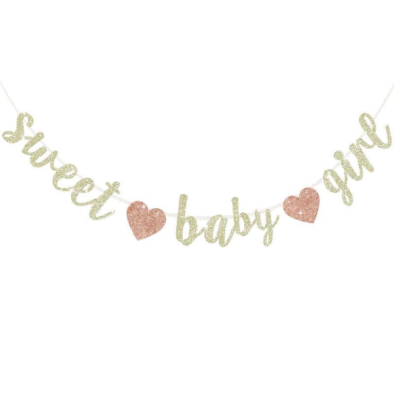 BEISHIDA Champagne Glitter Girl Baby Banner,NO DIY, Pre-Strung Baby Gender Party Banner For Girls, Girls Shower Decorations,First Birthday Sweet party supplies