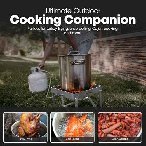 GasOne Stainless Steel Outdoor Propane Burner ? High Pressure Camp Stove with Adjustable Regulator & Steel-Braided Hose